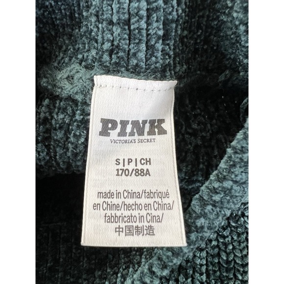 Victoria's Secret PINK Women's‎ Chenille Crewneck Pullover Green Sz Small - Picture 7 of 9